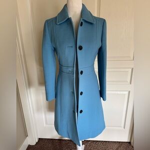 J. Crew Sky Blue Wool Blend Trench Coat Size 0
